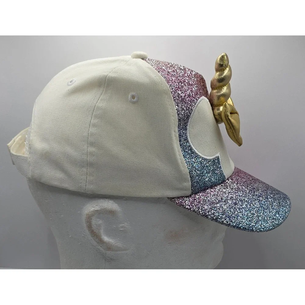 Disney Unicorn Strapback Cap Hat‎ Girls Toddler Rainbow Glitter Gold Bow Minnie